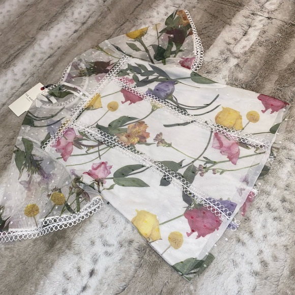 NWT💕TED BAKER Arelln Floral High Neck Top With Lace Details Size 0 - Picture 7 of 16